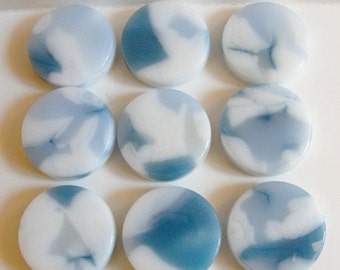 OOAK One of A Kind Fused Glass Knobs - Blue, Gray and White Cabinet Knobs Pulls, Cupboard Hardware, Furniture Knobs, Pantry Door Knobs