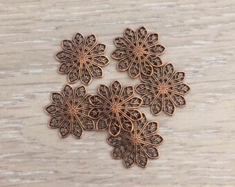 Filigree Flower Stamping, 20mm, Copper Stampings, Brass Stampings