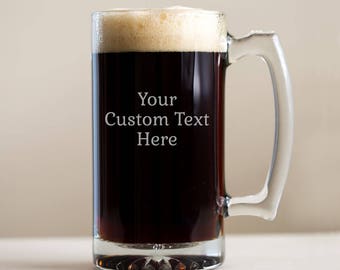 Create Your Own Custom Engraved Beer Mug: Large Custom Etched Beer Mug, Engraved Beer Mug, Personalized Beer Mug, SEE DETAILS, Ships Fast