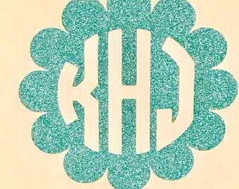 Flower Monogram Vinyl Decal-Personalized