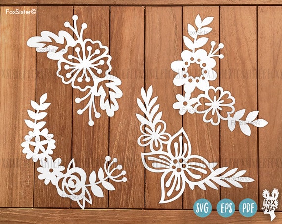 Download SVG Bundle 4 Floral SVG / PDF Papercut Templates cut file