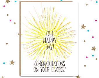 Divorce Card, Funny Greeting Card, Newly Divorced, Congratulations card, Handmade Greeting, Sorry Cards, Celebration, FourLetterWordCards