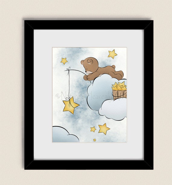  11  x  14  Teddy Bear Nursery Wall Art  Girls or Boys Room Decor 