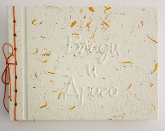 Custom made Wedding Guest Book with handmade paper covers