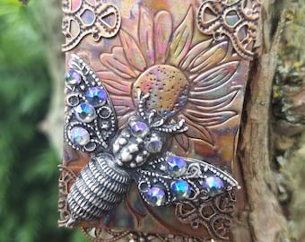 Copper Sunflower & Bee Necklace