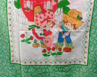 Vintage Handmade Strawberry Shortcake And Huckleberry Pie Panel Curtains With White Ruffles At Bottom/2 Panels/Include 2 Tie Backs (M)