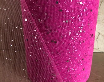 2 meters of fuchsia glitter tulle