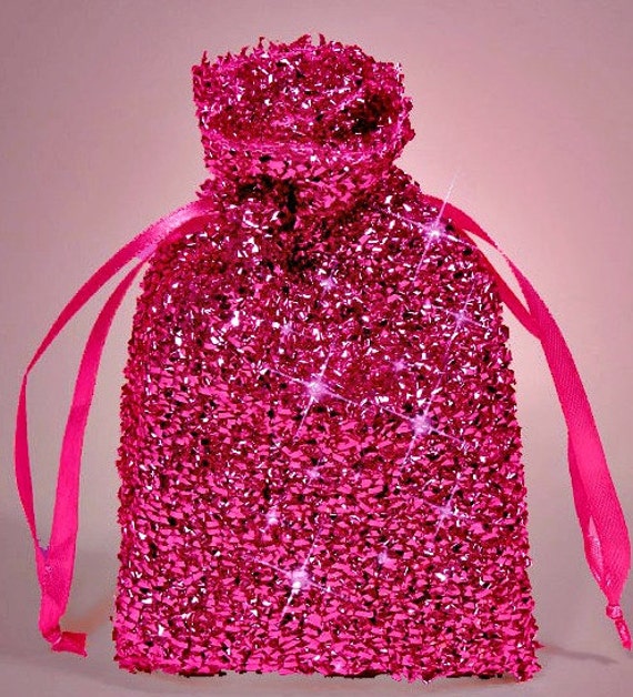 Pink Sparkle Favor Bags Red Silver Pink and Hot Pink Wedding