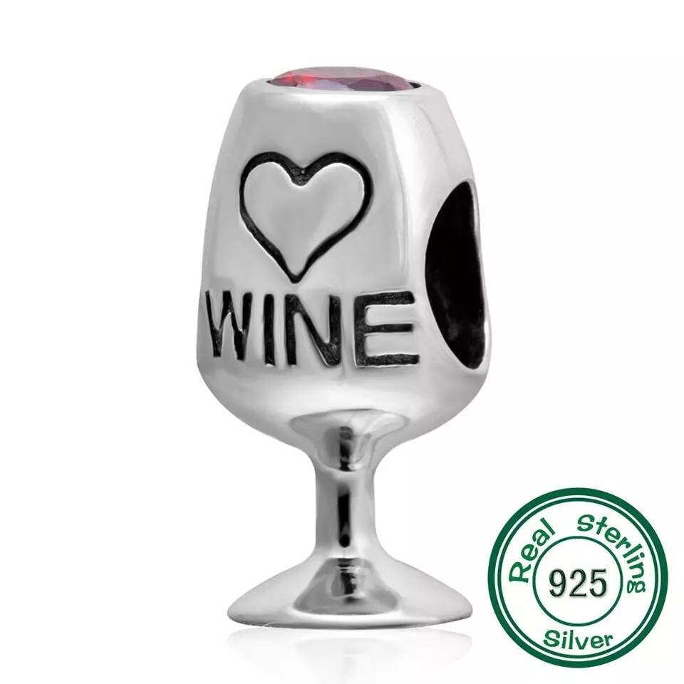 Pandora charm jewellery silver wine glass bead for pandora charm