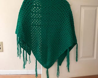 Emerald Green Shawl / Open Poncho