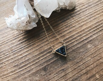 Drusy Onyx Gemstone Necklace // Black Drusy // Handmade in Indiana // Rana Salame // Onyx Necklace // Black Gemstone Crystal Jewelry