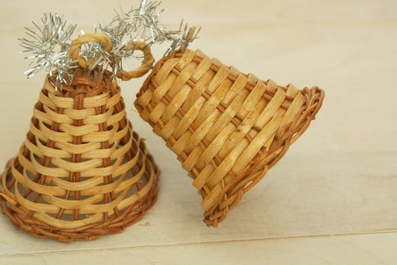 Christmas Bells Vintage Wicker Rattan Retro 2 Kitschy