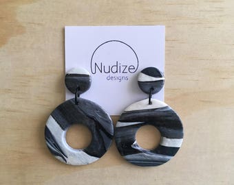 Handmade statement dangle earrings // gifts for her // “Monochromatic"