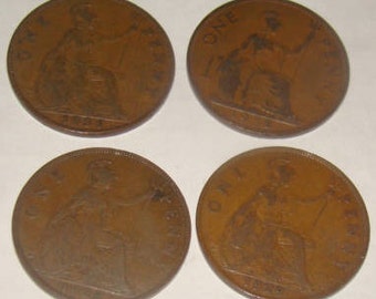SALE 4 Large Penny's from Great Britian 1920's and 30's