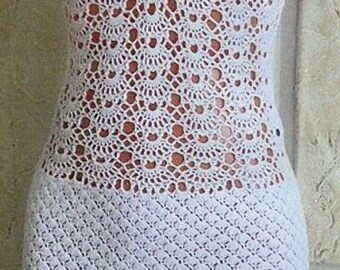 Crocheted Shells & Lace Halter Dress - Made to Order