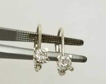 SI1 G Estate 14k White Gold .30ct Diamond Lever Back Earrings Hoops Studs Dangle .25ct .35ct GE44-2