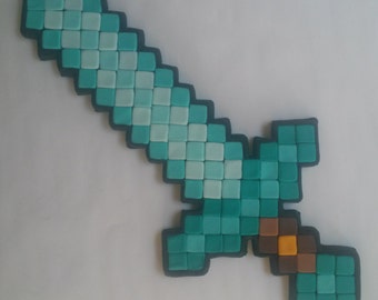 MINECRAFT Diamond Sword fondant cake topper