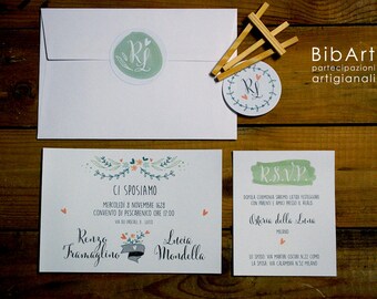 Wedding Invitation Vertical Wedding Suite Pastel