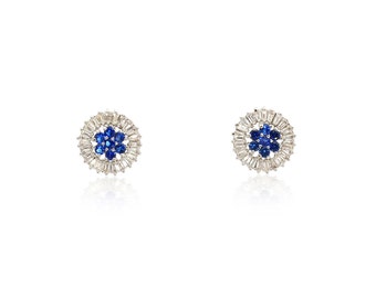 Stud earrings, Minimalist earrings, sapphire earrings, Baguette, Majestic blue, Royal blue, Dark blue, Baguette earrings, unique earrings,