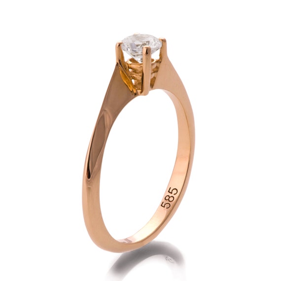 Engagement Ring 14K Rose Gold and Moissanite engagement