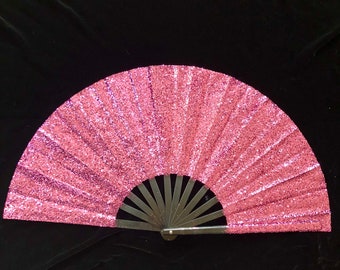Glitter Festival Hand Fan Folding Rave EDC Burning Man Custom Silver Large Sequin Sexy Performance Held EDM