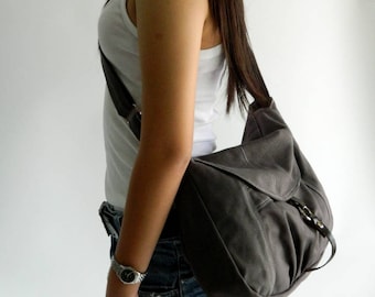Sale - Gray canvas Messenger bag,Diaper bag,Tote,canvas shoulder bag Purse,Cross body bag, For her / Sale 25 % - no.103 CLAIRE