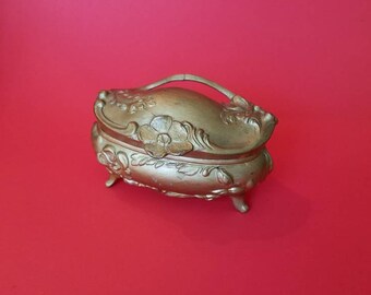 Antique Jewelry Casket, Ormolu Gold Plated, Art Nouveau, 1904, Jewelry Box, Trinket Box