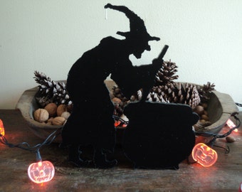 Halloween Witch with Cauldron Cutout