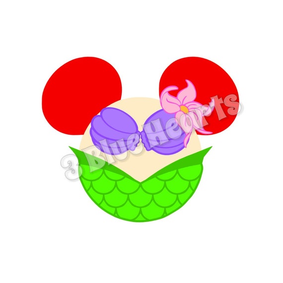 Ariel Mickey Head SVG dxf pdf Studio Little Memaid Mickey