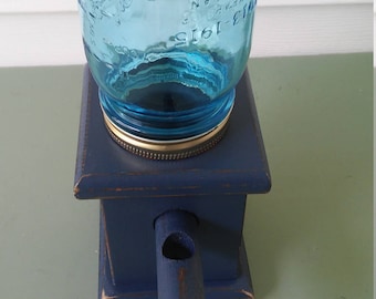 A Vintage Wood Bubble Gum/Candy/Peanut Dispenser, Up-Cycled n Lonestar blue