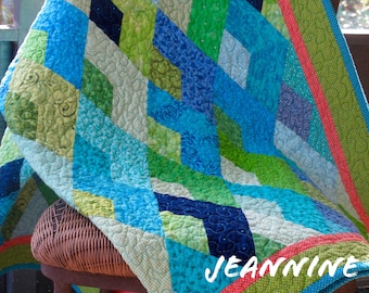 Bright Blue Boomerang Quilt