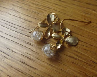 small diamonds and Orchid Earrings: bubble glass