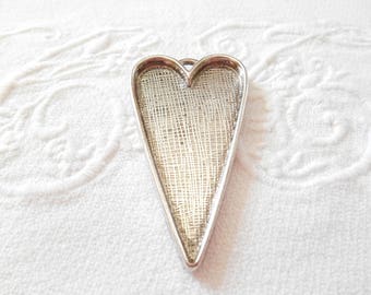 Support cabochon or polymer clay heart pendant.
