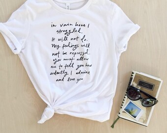 SALE - XL, 2XL - Mr. Darcy Proposal - Pride and Prejudice - Jane Austen - bookish shirt - screen printed - women's sizes