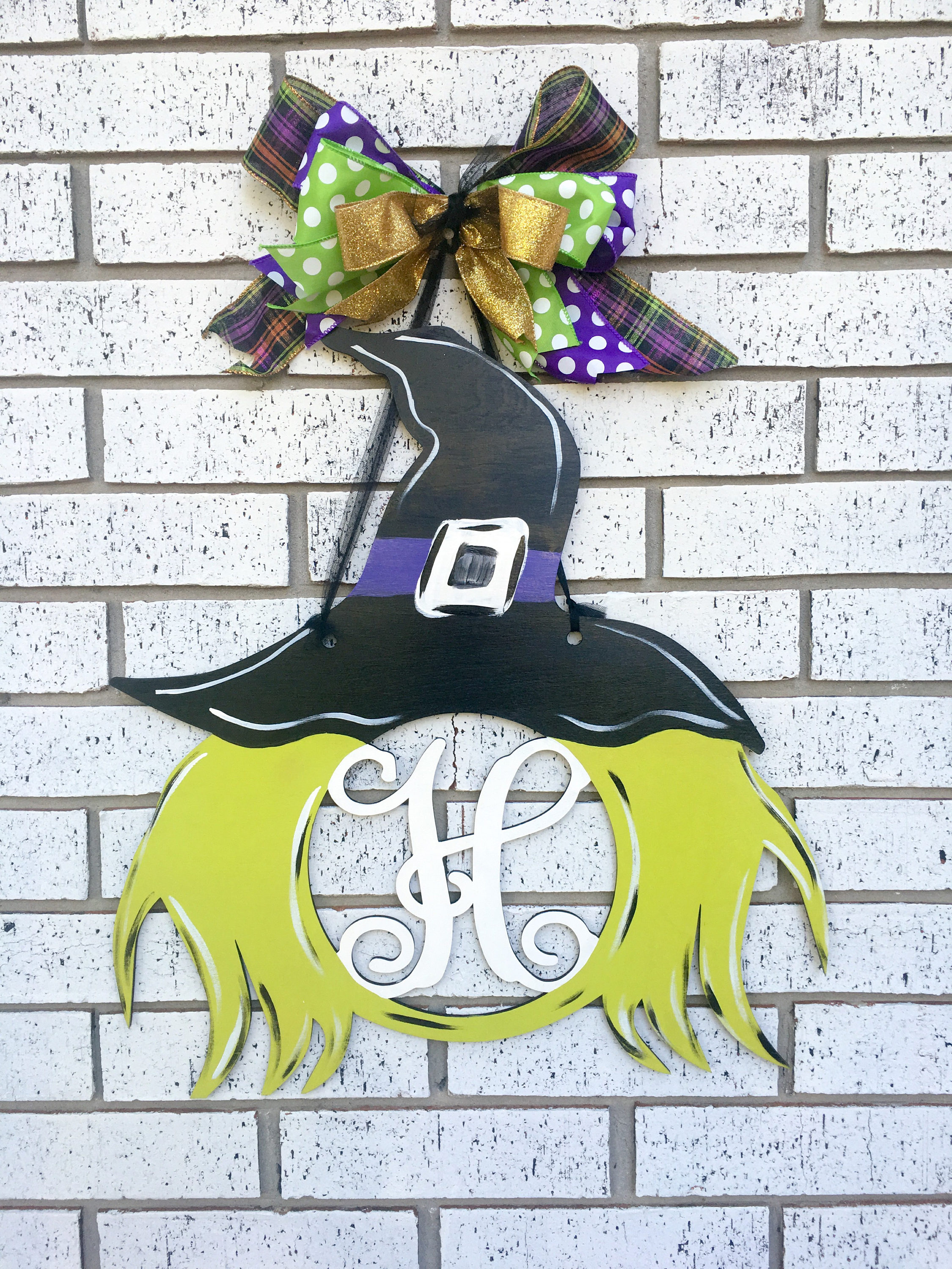 Witch door hanger halloween door hanger monogram door