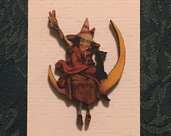 Witch On Moon Halloween Needleminder