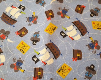FLANNEL-light blue with pirate mice