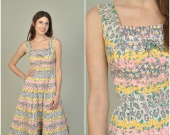 1950s L' Aiglon Pastel Floral Print dress | vintage 1950s dress | floral print cotton 50s dress