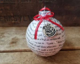 Harry Potter book pages ornament, upcycled book page ornament, book lover gift