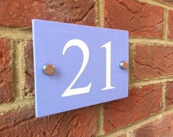 Door number plaque pastel colours blue/purple/yellow/pink/green