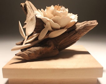 wood flower sculpture etsy