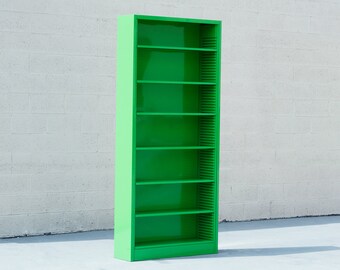 Classic Tall Steel Tanker Bookcase, Refinished in Lime Green