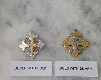 Celtic Cross Pendant, Fleur de lis, 1.5", Large, NOLA, Pendant, Necklace, Hammered, Pewter