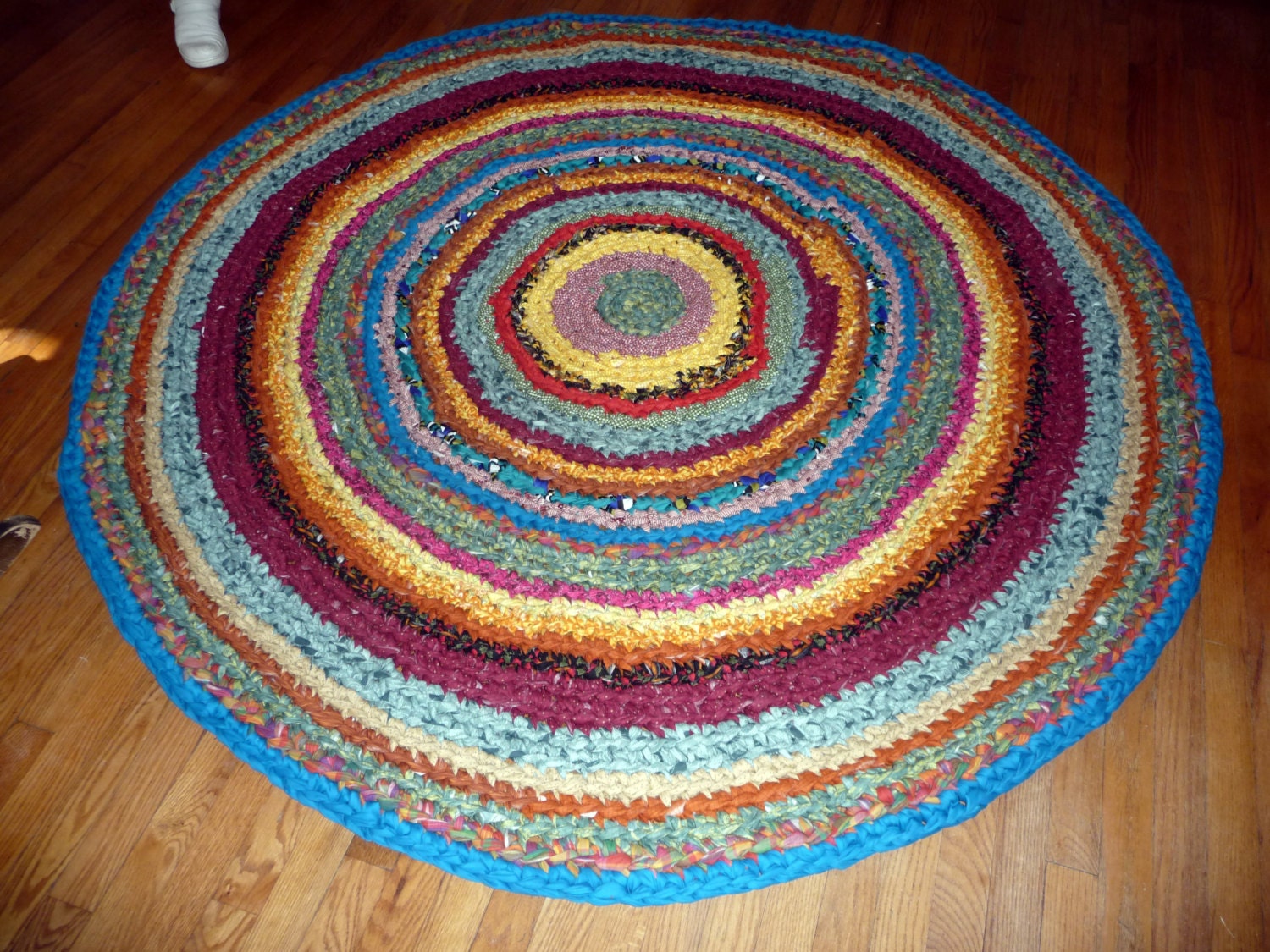 Large Round 6 Foot Rag Rug Handmade Cottonbraided