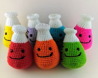 Crochet Chemistry Erlenmeyer Flask, Crochet Erlenmeyer Chemistry Set, Amigurumi Chemistry Crochet Science, Crochet Lab Set, Organic