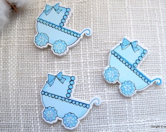 Set of 5 small landaux blue painted wood