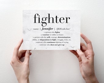 Fighter Custom Name Greeting Card, Encouragement Card, Personalized Friend Gift, Motivational Quote, Girl Boss Gift, Fighter GREETING CARD
