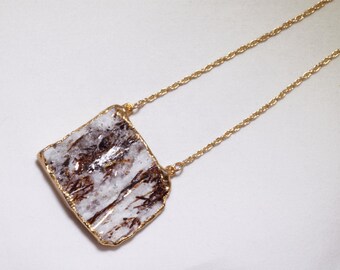 Raw Stone Necklace Astrophyllite Pendant Astrophyllite Necklace Astrophyllite Jewelry Rare Stone Necklace 24K Gold Dipped Astro-N-102-041g