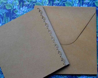 Set of 8 cards and envelopes 13x13cm kraft paper