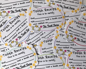 Set of 20 "Toothy Receipts" for tooth exchanges